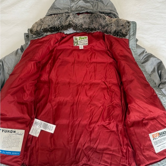 Eddie Bauer Gray Hooded Jacket with Red Lining - Picture 2 of 7